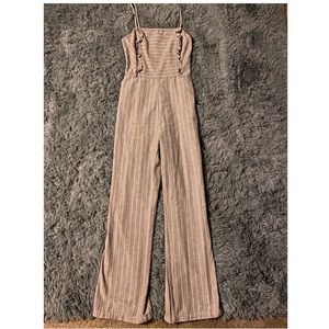 Taupe side button romper/ jumpsuit